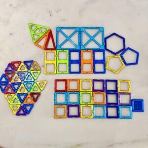 MAGFORMERS Magnetic Multicolor Tile Set STEM Construction Shapes, 58 pieces